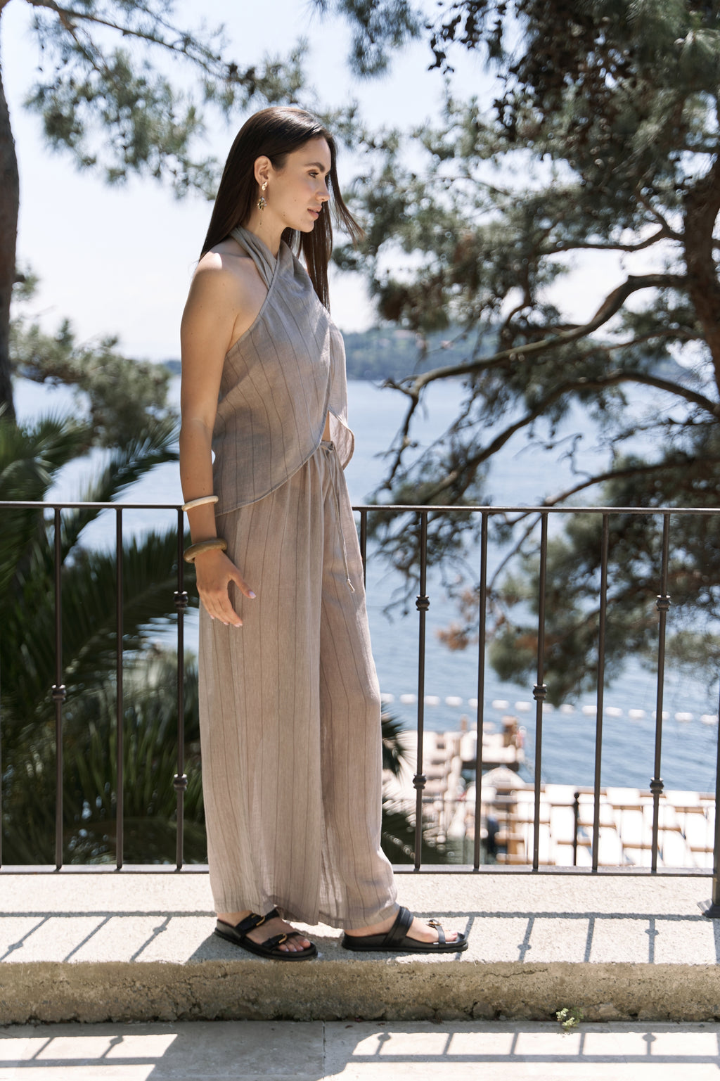Savanah Mink Striped Linen Cotton Set