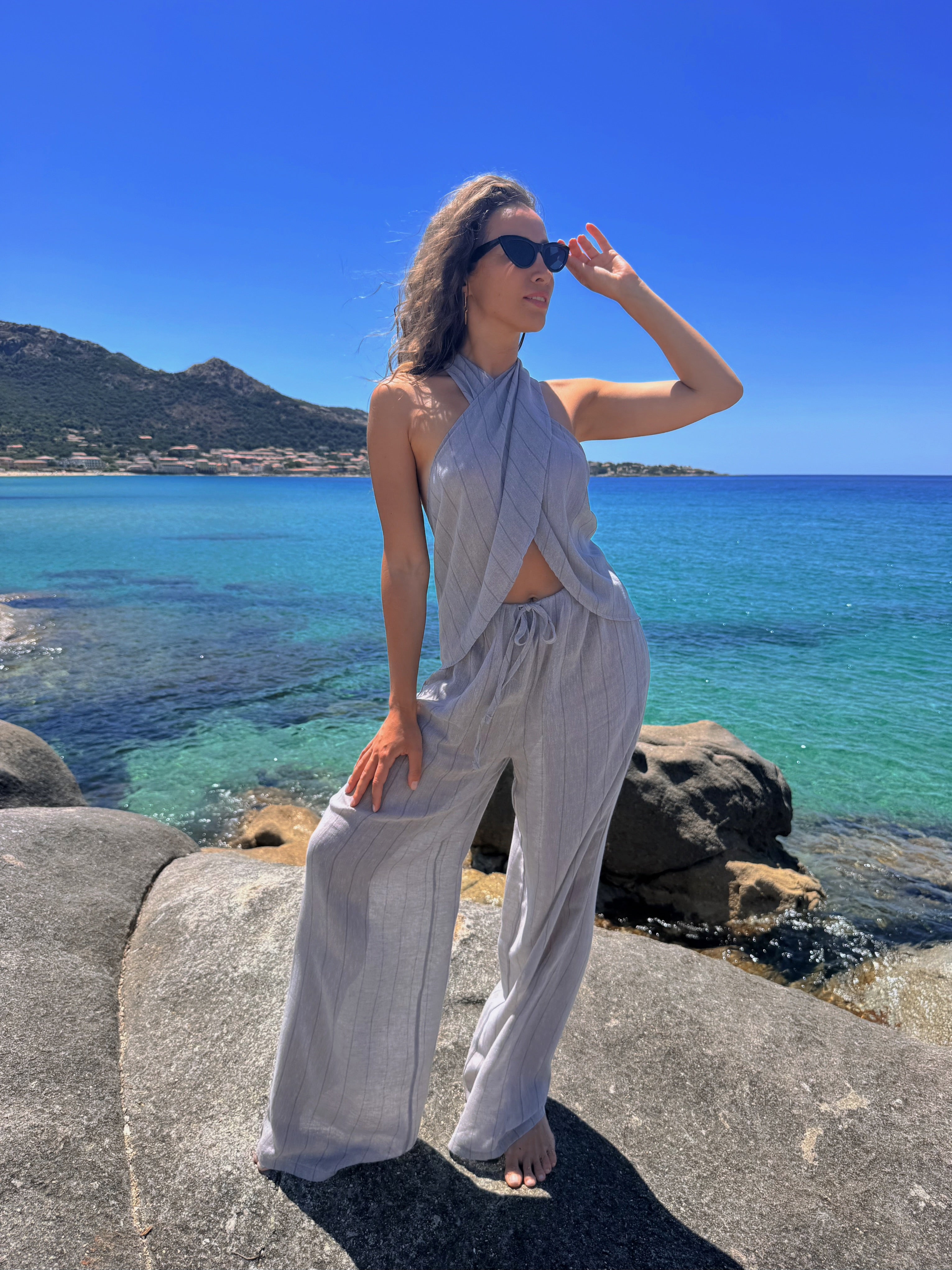 Savanah Mink Striped Linen Cotton Set