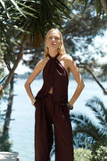 Amaya Burgundy Linen Set