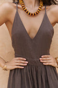 Alba Cocoa Linen Dress